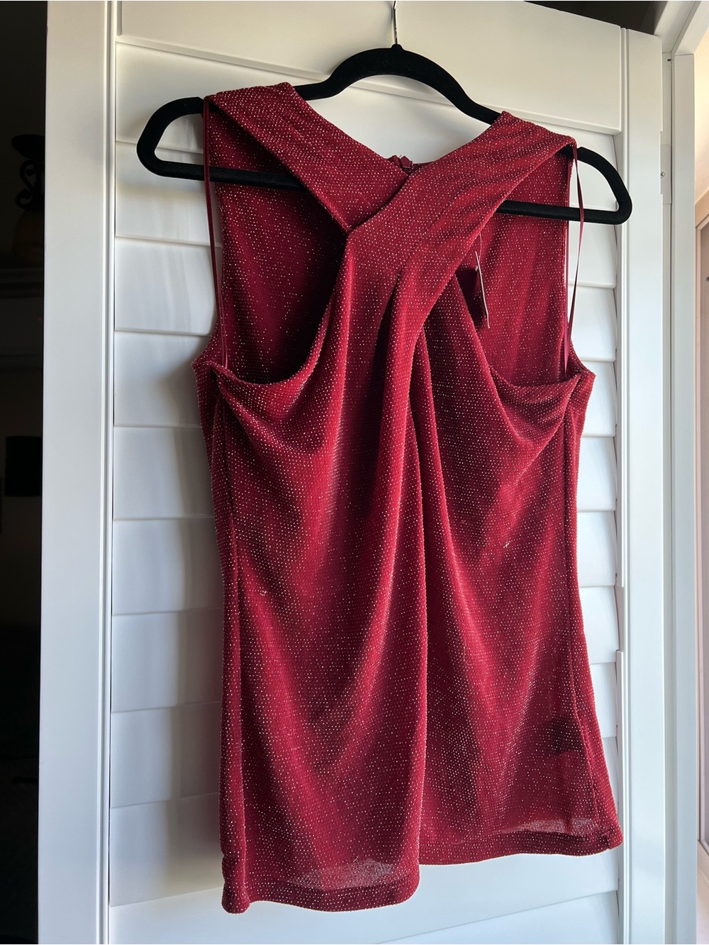 Michael Kors Sparkling Wine-Red Crisscross Draped Tank Top
